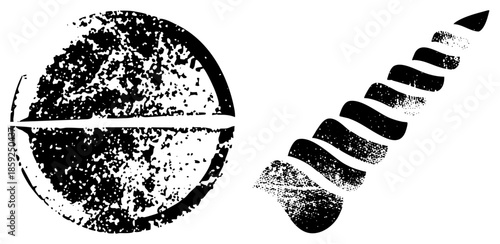 grunge textured circle and spiral vector