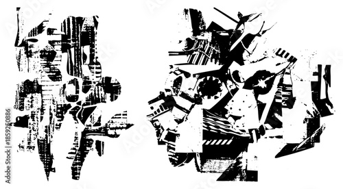 abstract black and white vector graphic composition