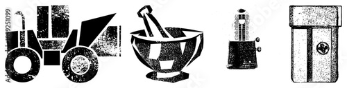 tractor mortar toolbox vector