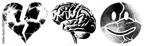 broken heart brain face vector