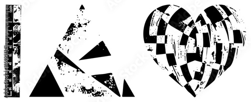geometric shapes and ruler abstract vector