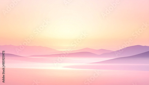 柔らかな光と霧が広がるミニマル抽象背景,　AI生成画像