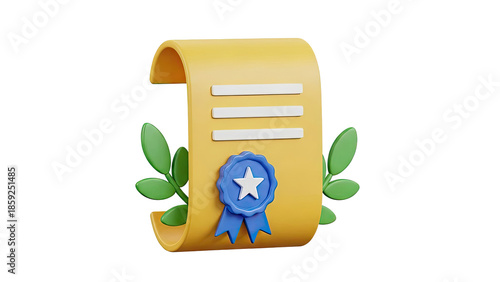 Certificate with Seal and Laurel Wreath