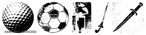 golf ball soccer ball vintage beer mug dagger sword vector