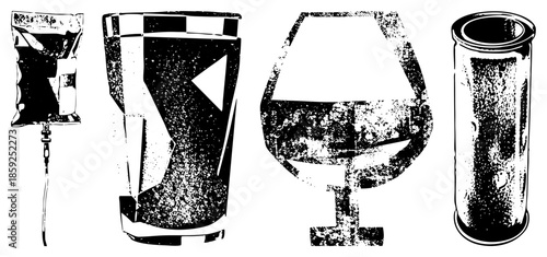 IV bag pint glass wine glass cylinder isolated