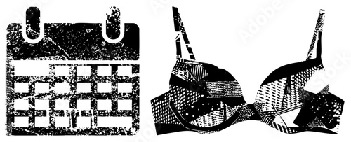 calendar and bra vector illustration