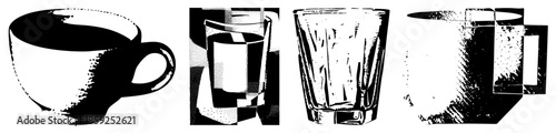 four drinking vessels vector illustration