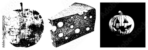 cheese jack o lantern halftone vector