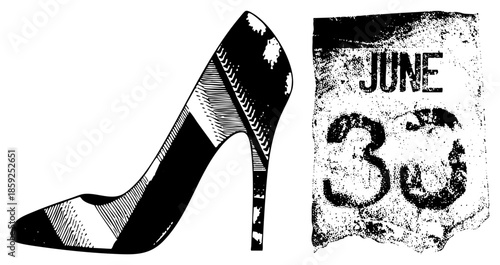 high heel shoe and june 30 date stamp
