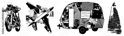 motorcycle rider airplane trailer lighthouse