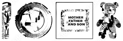 mother father and son text graphic