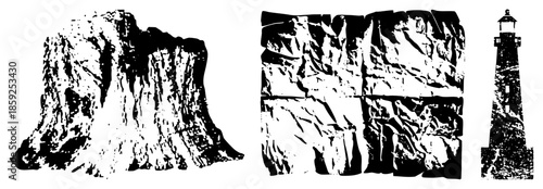 rock formations and lighthouse vector set