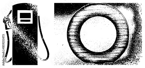 gas pump and tire vector