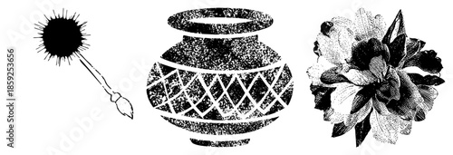 inkwell brush ceramic jar bouquet