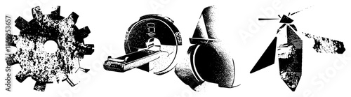 Industrial gears and mechanical abstract vector set