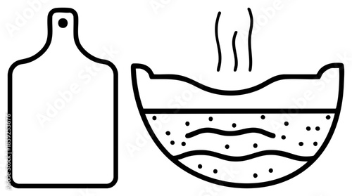 cutting board and bowl