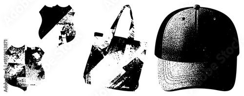clothing accessories vector set black and white