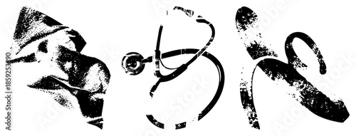 medical symbols vector set black and white