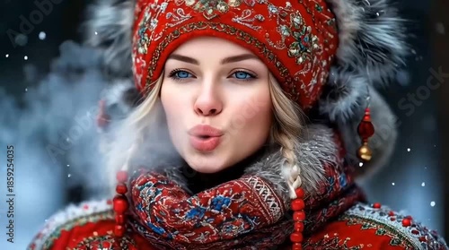 Russian woman in winter