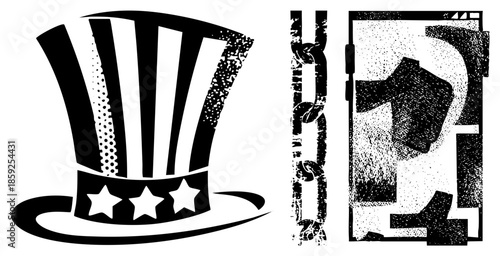 American top hat with stars and stripes