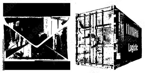 envelope and shipping container vector illustration