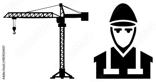 construction crane and worker
