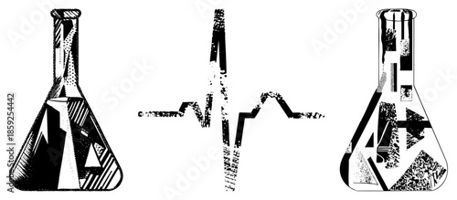 Erlenmeyer flasks with heartbeat
