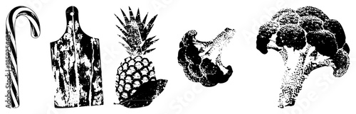 candy cane cutting board broccoli vector