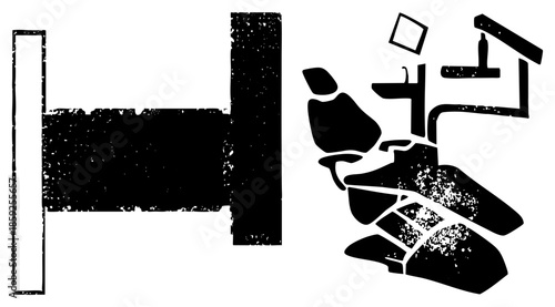 bed and chair abstract black vector