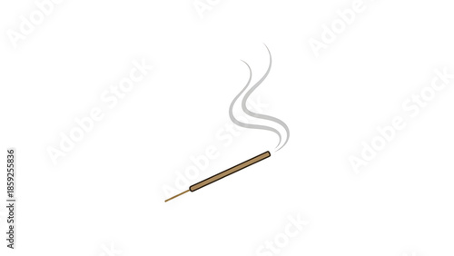 A cartoon illustration on white background depicting a lit, slender stick emitting swirls of smoke. The stick is a shade of brown