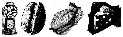 gumball machine coffee bean bag cheese slice