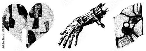 broken heart hand bound abstract shapes