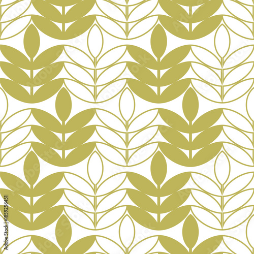 Seamless golden pattern, floral vector design, abstract background.