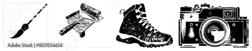 paintbrush roller boot camera vector