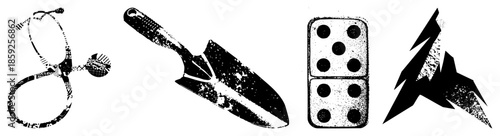 medical stethoscope gardening trowel lightning bolt