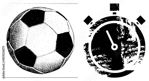 soccer ball and stopwatch vector illustration