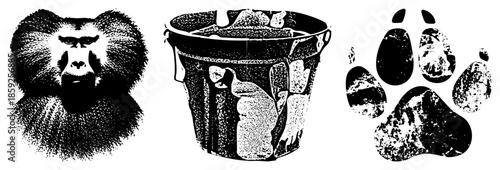 monkey face bucket paw print