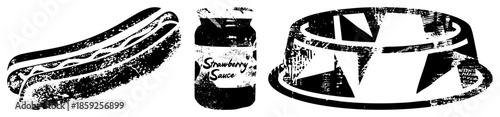 Hot dog strawberry sauce dessert black and white vector