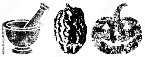 mortar pestle watermelon jack o lantern