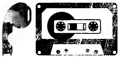 cassette tape and headphones vector