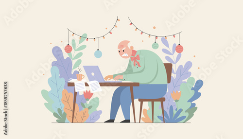Angry senior man struggling with a laptop while working remotely Digital technology frustration for elders