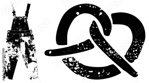 overalls and horseshoes vector graphic