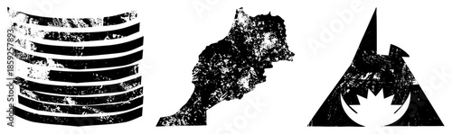 Three abstract vector with distressed texture