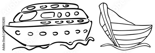 yacht and rowboat floating on water