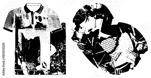 shirt and abstract shapes black and white vector