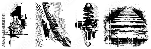 mechanical and structures in halftone style