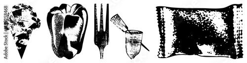 ice cream cone pepper fork drink pillow vector