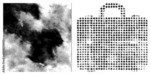 halftone portrait man reading newspaper