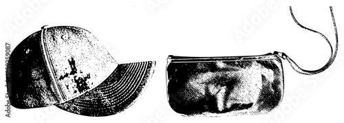 baseball cap and wristlet purse vector illustration