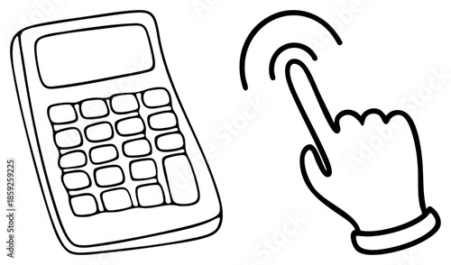 hand pointing at calculator
